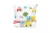 Lenjerie 5 piese patut 120×60 cm bumbac model Masinute colorate