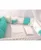 Lenjerie personalizata cu aparatori din 7 pernute pufoase Verde menta stelute gri pe alb 140×70 cm