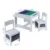 Masa cu scaune pentru copii si tabla compatibila cu piese Lego din MDF alb-gri 3-6 ani