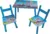 Masuta copii din MDF cu doua scaune Novokids My first table, dimensiuni 59X39X40, Suprafata lucioasa, Model masinute, Albastru