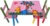 Masuta copii din MDF cu doua scaune Novokids My first table, dimensiuni 59X39X40, Suprafata lucioasa, Roz cu Animalute