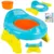 Olita de calatorie si scaun de toaleta 2 in 1, portabila si pliabila, cu vas colector detasabil, 41 x 27.5 x 10 cm, BlueGreen