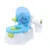 Olita pentru copii Little Mom Smiley Potty Blue, educationala 3 in 1, design realist, cu suport pentru hartia igienica, cu vas colector detasabil si Buton de tras apa, dimensiune 42 x 30 x 36 cm