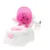 Olita pentru copii Little Mom Smiley Potty Pink, educationala 3 in 1, design realist, cu suport pentru hartia igienica, cu vas colector detasabil si Buton de tras apa, dimensiune 42 x 30 x 36 cm