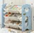 Organizator pentru copii Nichiduta Garden Blue Bear, cu rafturi deschise, pe 3 nivele, include 6 cutii mici si 3 cutii mari, dimensiune 86 x 33 x 66 cm