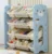Organizator pentru copii Nichiduta Garden Blue Bear, cu rafturi deschise, pe 4 nivele, include 8 cutii mici si 4 cutii mari, dimensiune 33 x 86 x 85 cm