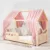 Pat copii montessori tip casuta, LittleAmy, Angel Nest, Balustrade cu bare plate, Natur, 140 x 200 cm