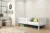 Pat din lemn cu protectie laterala Kubus 140×80 cm Alb