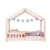 Pat pentru copii Montessori tip casuta, LittleAmy, Cozi Cottage, balustrade cu bare plate, Natur, 70 x 140 cm