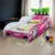 Pat pentru copii masina Turbo Speed 95 Alb cu saltea, 2-8 ani, 140×70 cm
