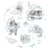 Paturica de infasat Qmini multifunctionala 75×75 cm din bumbac Teddy Bear and Friends Blue