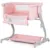 Patut co-sleeper Chipolino Eleganza Pink Marshmallow cu laterala culisanta si pozitie anti-reflux