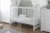 Patut din lemn pentru copii Tymon alb 120 x 60 cm, design modern cu somiera reglabila si   3 bare laterale detasabile 0-4 ani