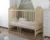 Patut din lemn pentru copii Tymon natur 120 x 60 cm, design modern cu somiera reglabila si 3 bare laterale detasabile 0-4 ani