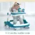 Premergator bebelusi 2 in 1 cu functie de antepremergator Little Mom Cosmos Green, cu 6 roti silentioase, sistem de franare, sezut reglabil, pliere usoara si compacta, spatar ergonomic, panou interactiv detasabil