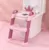 Reductor WC pentru copii Little Mom Royal Pink, pliabil,cu scarita antiderapanta, inaltime ajustabila, colac moale din spuma PU, manerele laterale ergonomice, Baza Antiderapanta, Compatibilitate Universala