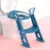 Reductor pentru toaleta cu scara Little Mom Happy Feet Blue pliabil, inaltime reglabila, cu manere si multiple suprafete antialunecare