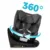 Scaun auto pentru copii, Kidnort, cu baza isofix, picior stabilizator, rotativ 360, i-Size R129, tetiera cu spuma de memorie, 40-150 cm, parasolar reglabil, Orn Grey