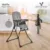 Scaun de masa pentru copii Cangaroo Waffle Grey,model pliabil compact cu unitatea scaunului,husa din piele ecologica ,suport picioare reglabil,centura de siguranta,tava reglabila in 3 pozitii,greutate admisa 15 kg