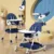 Scaun de masa pliabil pentru bebelusi Little Mom 3 in 1 Funny Dark Blue cu roti si functie de balansoar, multifunctional, centura de siguranta 5 Puncte, ajustabil pe inaltime, cos de depozitare, husa detasabila