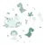 Set 2 cearceafuri cu elastic pentru patut 90×40 cm din bumbac Qmini dino mint and mini grays stars