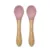 Set 2 linguri de silicon cu bambus Lorelli Natural Roz