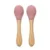 Set 2 lingurite din silicon si bambus forma ergonomica Pink