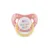 Set 2 suzete din silicon moale cu capac si tetina rotunda 6 luni+ Yellow Pink