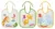 Set 3 bavete small bumbac inchidere cu snur imprimeuri colorate