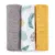Set 3 scutece PetiteMars din muselina de bambus Moussy Ochre Leaves hipoalergenice 68 x 68 cm Multicolor