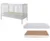 Set Patut din lemn pana la 4 ani cu somiera reglabila pe 3 nivele de inaltime Nichiduta 120×60 cm Grace Alb + Saltea cu husa detasabila din microfibra 10 cm grosime Nichiduta Cocos Comfort +