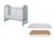 Set Patut din lemn pentru copii pana la 4 ani 124×66 cm cu sistem 3 bare detasabile Tymon Grey + Saltea cu husa detasabila din microfibra 10 cm grosime Nichiduta Cocos Comfort +
