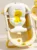 Set cadita pliabila pentru copii Little Mom Yellow, cu pernuta bebelusi detasabila, termometru display digital incorporat, dop scurgere, picioruse antiderapante, design ergonomic,80 x 50 x 24 cm