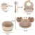 Set complet de hranire copii, Ikonka, cu 9 piese din silicon, pentru diversificare hrana, beige Crab