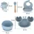 Set complet de hranire copii, Ikonka, cu 9 piese din silicon, pentru diversificare hrana, bleumarin Crab