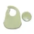 Set de hranire din silicon natural, contine bol cu vacuum si baveta, 6 luni+, Fresh Green