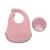 Set de hranire din silicon natural, contine bol cu vacuum si baveta, 6 luni+, Pink