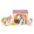 Set figurine din lemn, Grajd cu cai, pentru Casute de papusa, Tender Leaf Toys, 13 piese