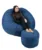 Set fotoliu puf king size otoman blue denim umplut cu fulgi de burete memory mix