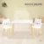 Set masuta si 2 scaunele din lemn si MDF pentru copii Moni White Bears cu picioare antiderapante,margini rotunjite,usor de curatat,potrivit pentru masadesenactivitatiscriere,dimensiune masa 62.2×62.2×42.2 cm