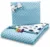 Set paturica 75×100 cm si perna 35×30 cm pentru copii, BabyMam minky blue retro cars, versatila cu doua fete