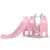 Spatiu de joaca 3 in 1 Nichiduta Dolphin Pink cu leagan convertibil, Tobogan cu manere si trepte late, Cos de baschet, greutate maxim suportata 50 Kg