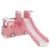 Spatiu de joaca 3 in 1 Nichiduta Garden Happy Bus Pink cu tobogan, cos de baschet, 190 x 210 x 116 cm