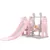 Spatiu de joaca 3 in 1 Nichiduta Garden Happy Kid Pink cu Tobogan cu trepte late si manere, Leagan cu suport picioare si bara detasabila, Cos de baschet, dimensiuni 208 x 145 x 120 cm