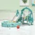 Spatiu de joaca 3 in 1 Nichiduta Garden Happy Turtle Arcada Blue cu Leagan convertibil, Tobogan cu trepte late, Margini rotunjite, Piscina cu 200 bile joaca incluse, Cos de baschet cu Minge