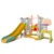 Spatiu de joaca 4 in 1 Nichiduta Garden Bear Blue cu leagan, tobogan, cos de baschet si poarta fotbal
