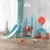 Spatiu de joaca 4 in 1 Nichiduta Garden Tower Blue cu tobogan, leagan cu bara de protectie detasabila, jucarie muzicala, cos de baschet, minge si poarta de fotbal