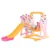 Spatiu de joaca Nichiduta Garden Bear Pink 3 in 1 cu Cos de baschet, Leagan cu bara detasabila, Tobogan cu trepte late, manere si margini rotunjite