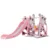 Spatiu de joaca Nichiduta Garden Deer Pink 3 in 1 cu Leagan, Cos de baschet, Tobogan cu trepte late, manere si margini rotunjite