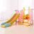 Spatiu de joaca Nichiduta Garden Family Pink 3 in 1 cu Cos de baschet, Tobogan cu trepte late, margini rotunjite si Leagan cu bara detasabila, reglabil pe inaltime